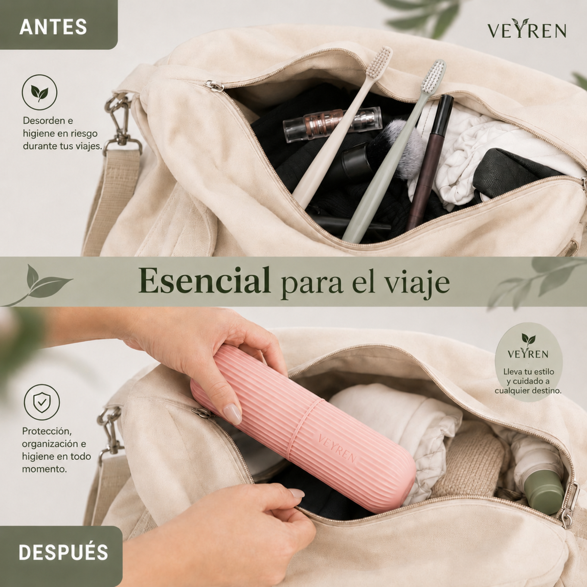 Estuche Organizador de Viaje para Cepillo y Pasta Dental