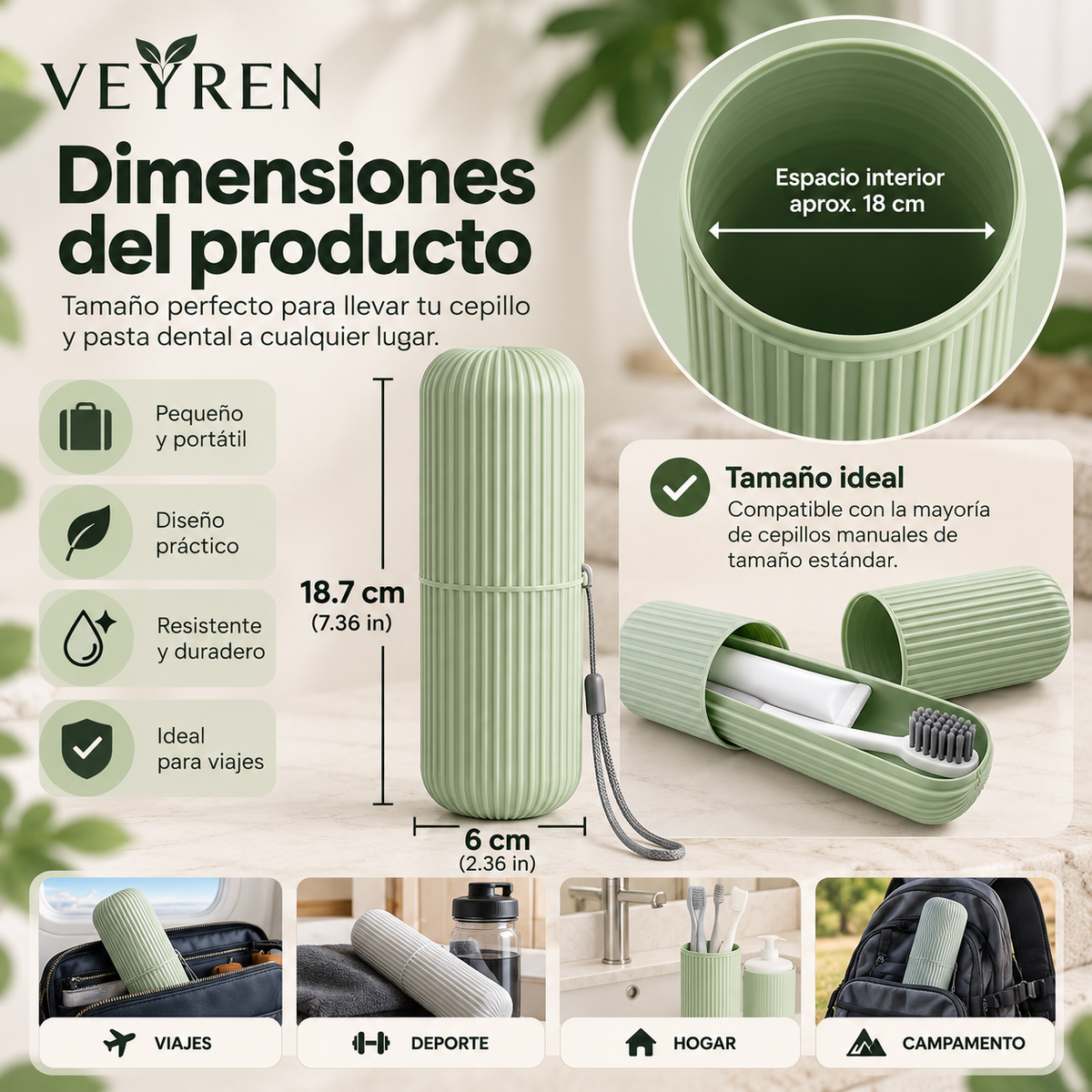 Estuche Organizador de Viaje para Cepillo y Pasta Dental